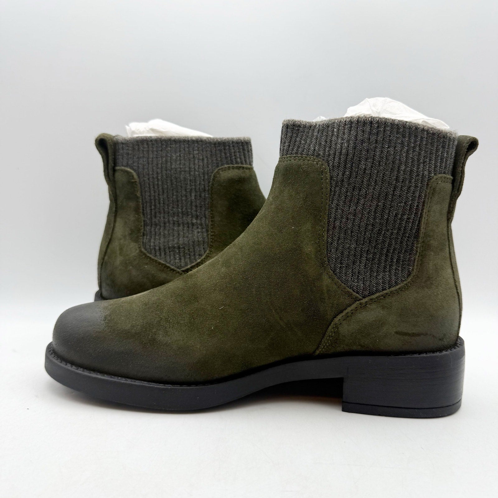 Cammina Womens Salerno Ankle Boots Size 7.5 Olive Green Suede NWOB