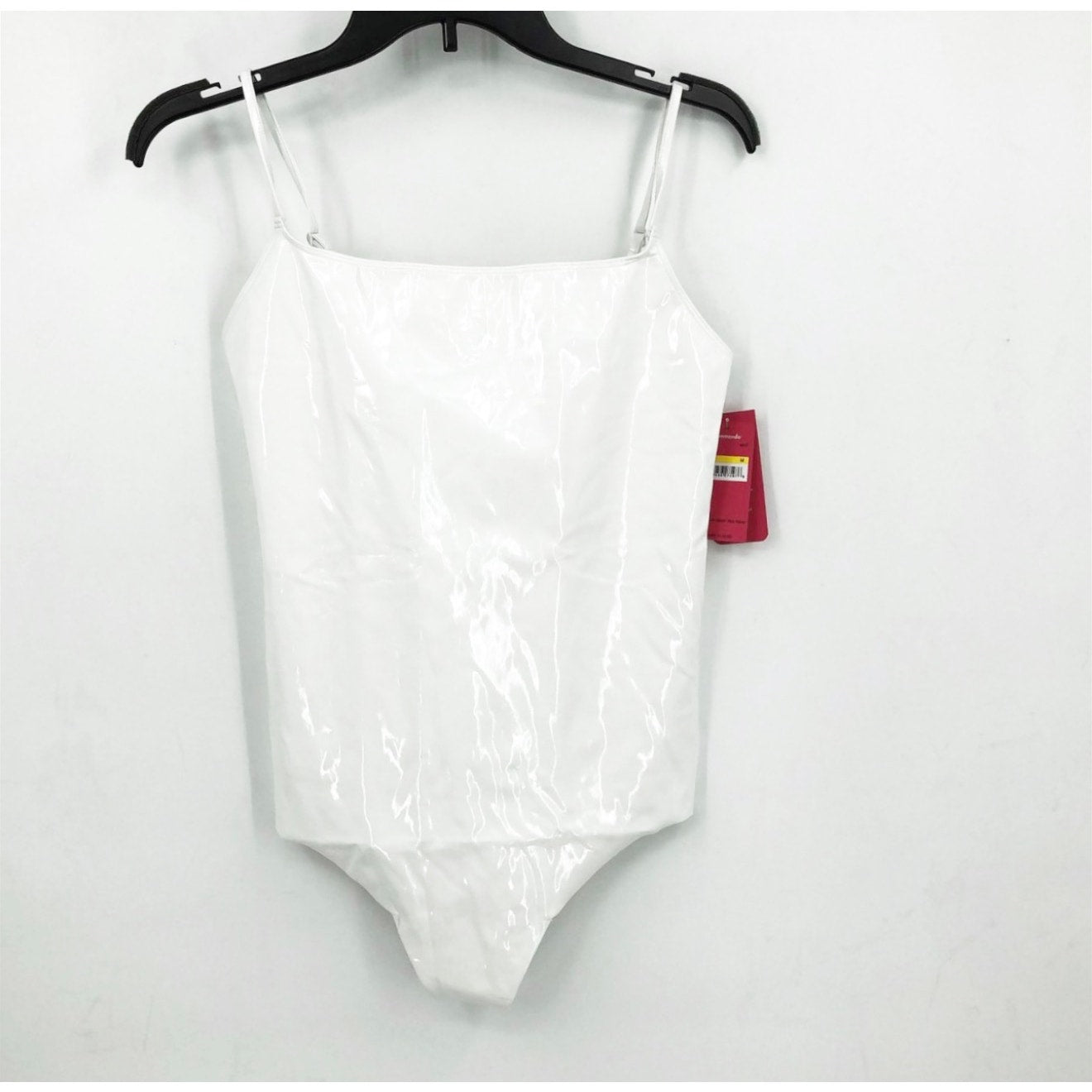 COMMANDO Women's Faux Patent Leather Cami Bodysuit XS White NWT BDS310