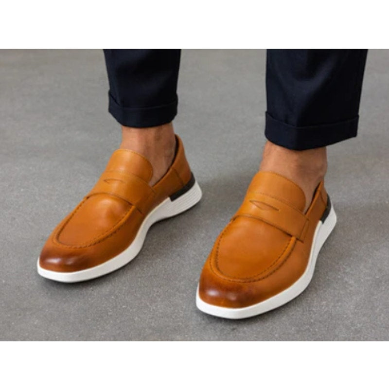 Wolf & Shepherd Crossover Loafer Slip On Mens 6 Womens 7.5 Tan Leather NIB