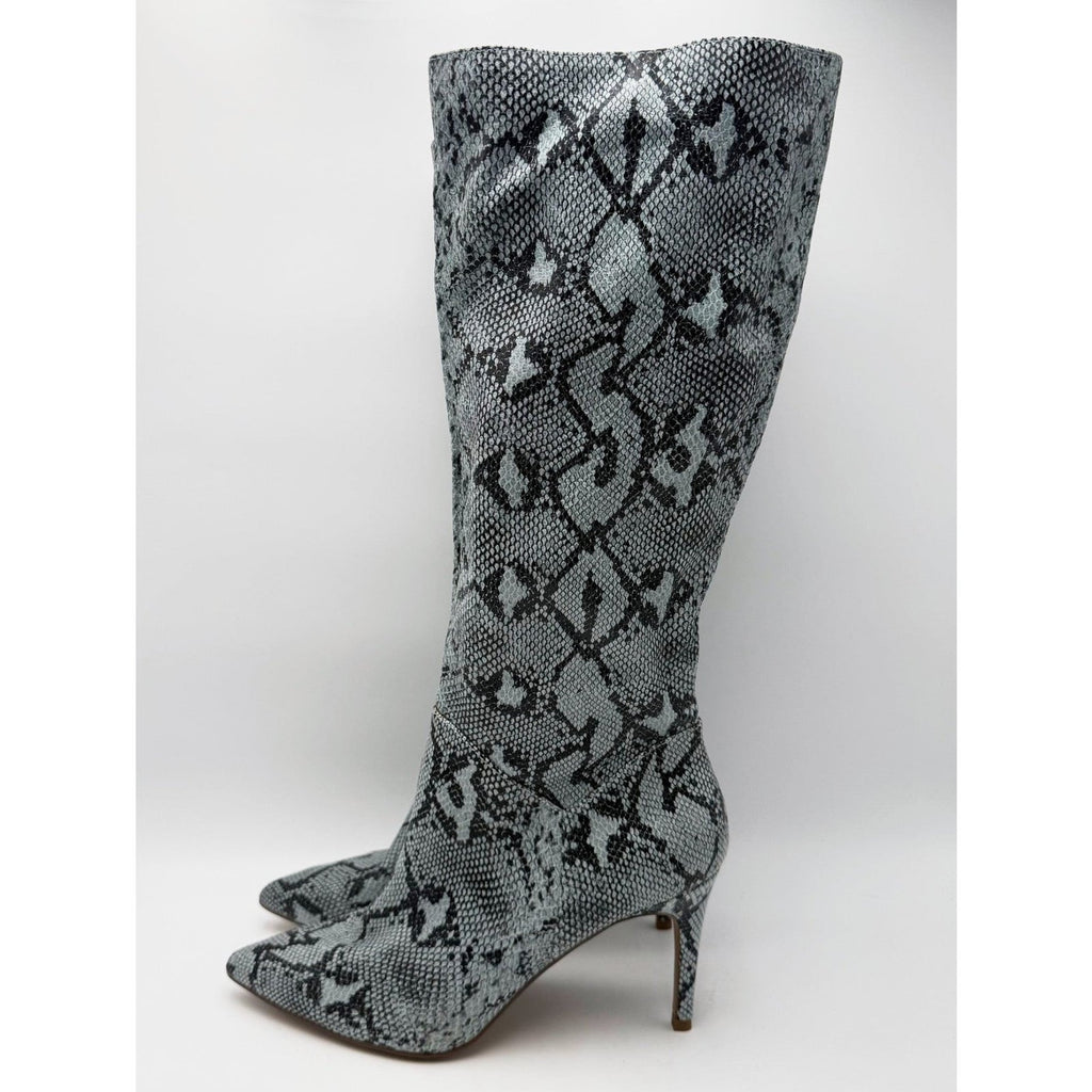 Steve Madden Womens Kinga Heeled Knee High Boots Size 10 EU 40 Blue Snake NWOB