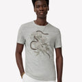 JOHN VARVATOS Men's Snake Floral Crew Tee XXL Pearl Grey Linen Short Sleeve NWT