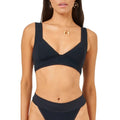 L*SPACE Women's Hailey Rib Bikini Top Medium Black Sweetheart Neck NWT