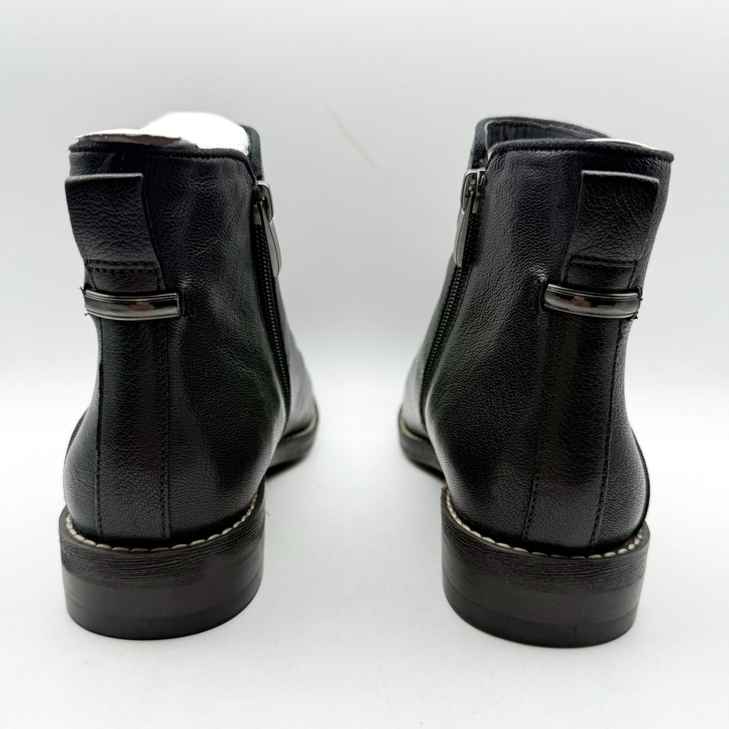 Franco Sarto Womens Marcus Ankle Bootie Size 7 M EU 37 Black Leather Boots NIB