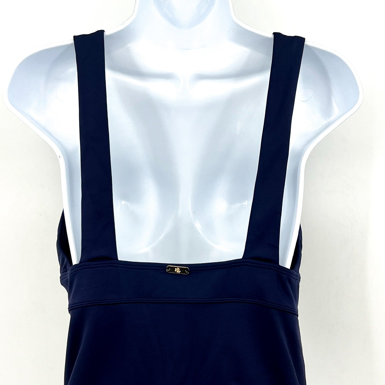 Lauren Ralph Lauren Sculpting One-Piece Swimsuit Size 4 Navy Blue V-Neck NWT