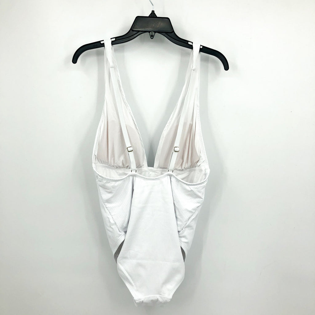 ANDIE SWIM Sardinia One Piece Swimsuit 3XL US 20 White Ribbed Plunge V Neck NWT