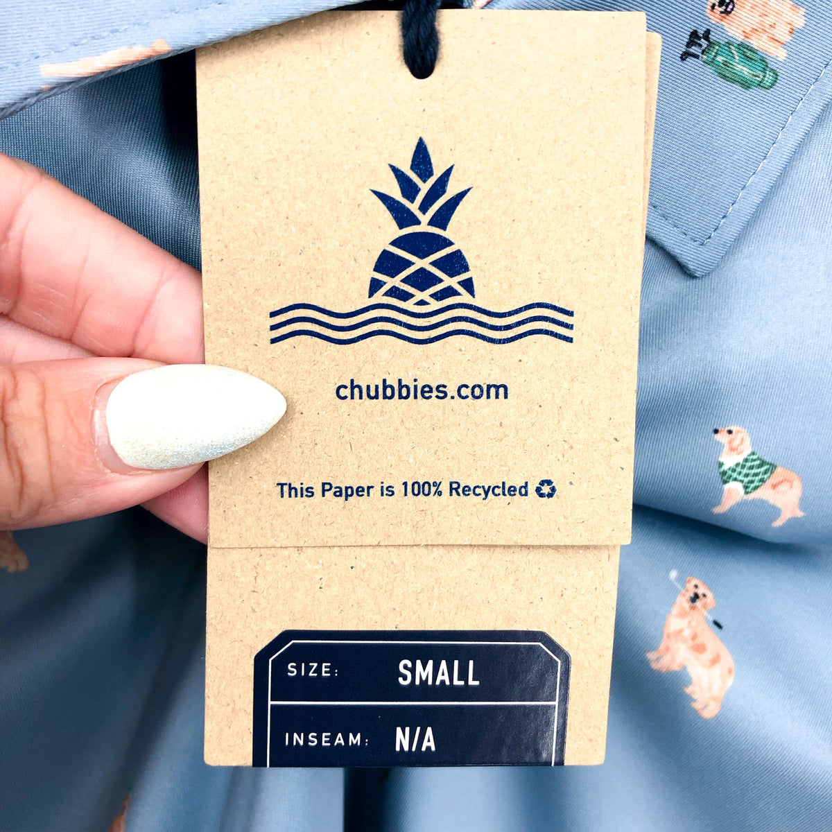 CHUBBIES Mens Performance Polo Small Light Blue Barkin' Up The Wrong Tree NWT