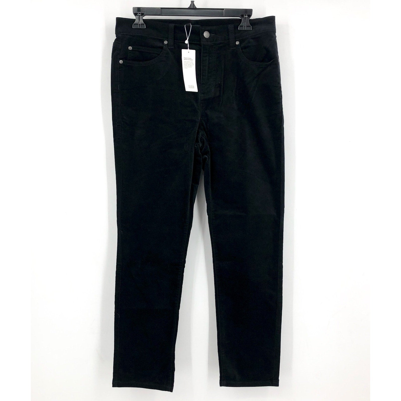 Eileen Fisher Women's Slim Ankle Jeans Medium Black Velveteen High Waisted NWT