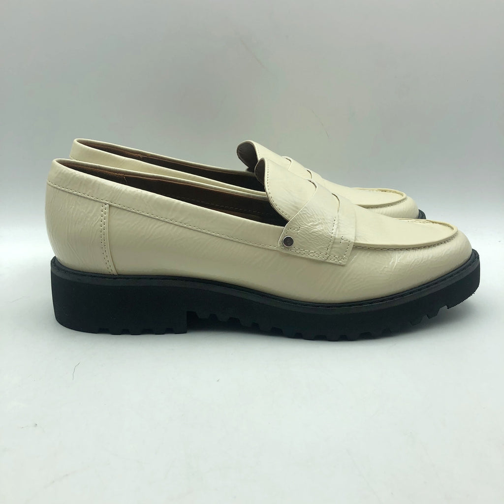 Franco Sarto Womens Cassandra Loafers US 10 Cream White Vegan Patent Leather NIB