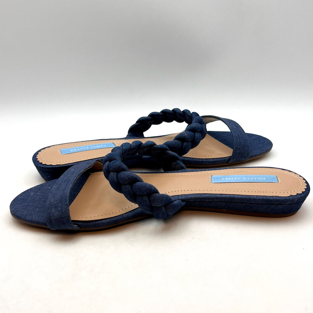 DRAPER JAMES Women's Ellie Slide Sandals Size 8.5 Dark Blue Braded Strap NWOB