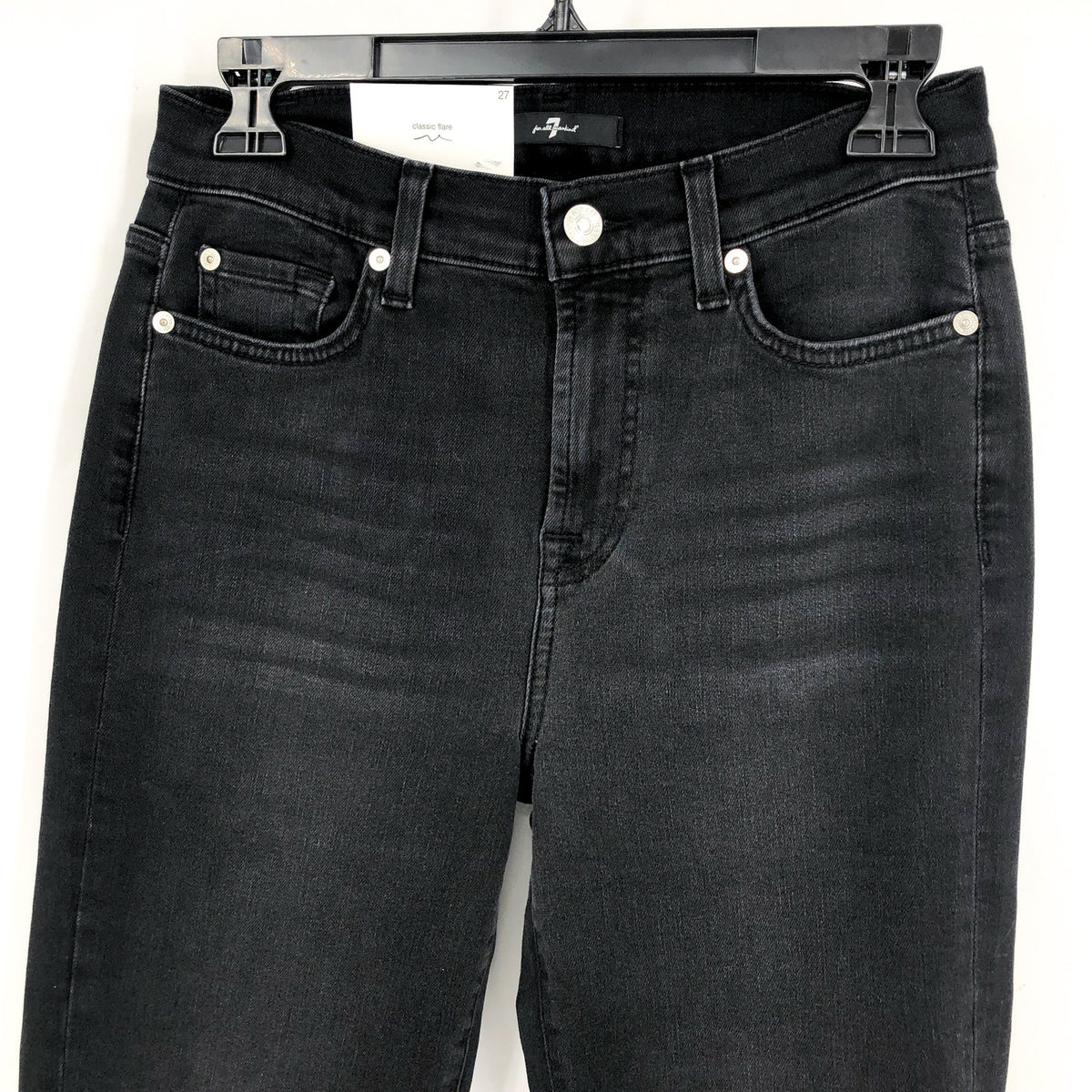 7 FOR ALL MANKIND Ali Classic Flare Jeans Size 27 US 4 Black Nights Stretch NWT