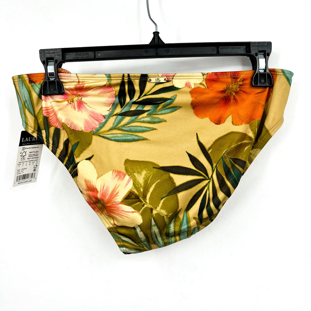 LAUREN RALPH LAUREN Island Tropical Hipster Bikini Bottom Size 6 Gold Rattan NWT