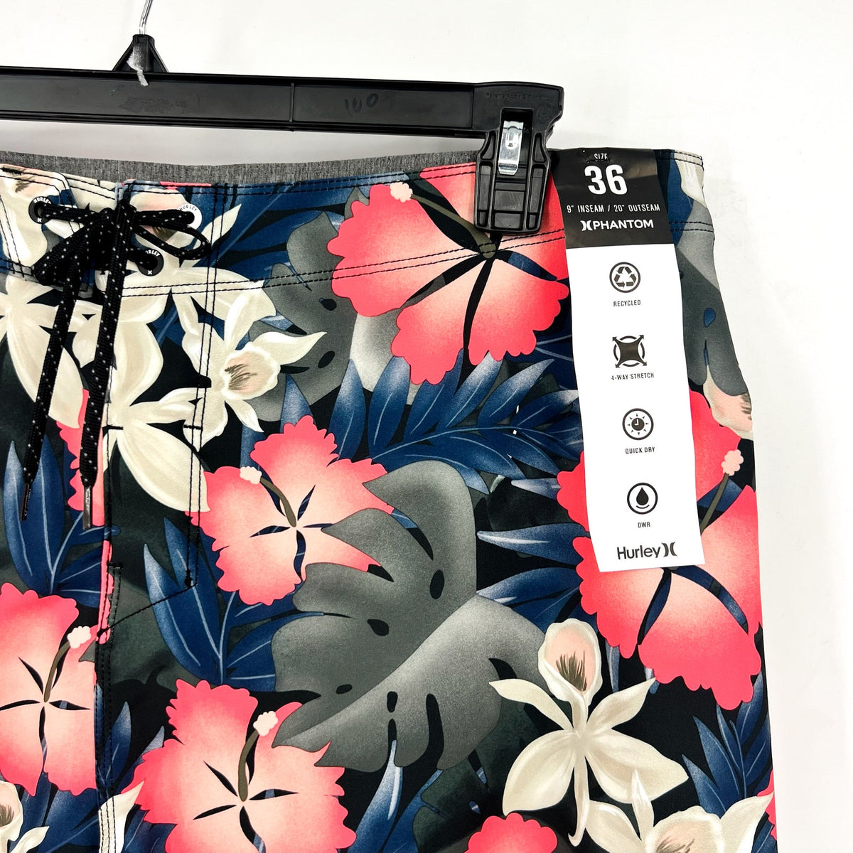 HURLEY Men's Phantom Eco Weekender 20" Board Shorts Size 36 Large Black Pink NWT