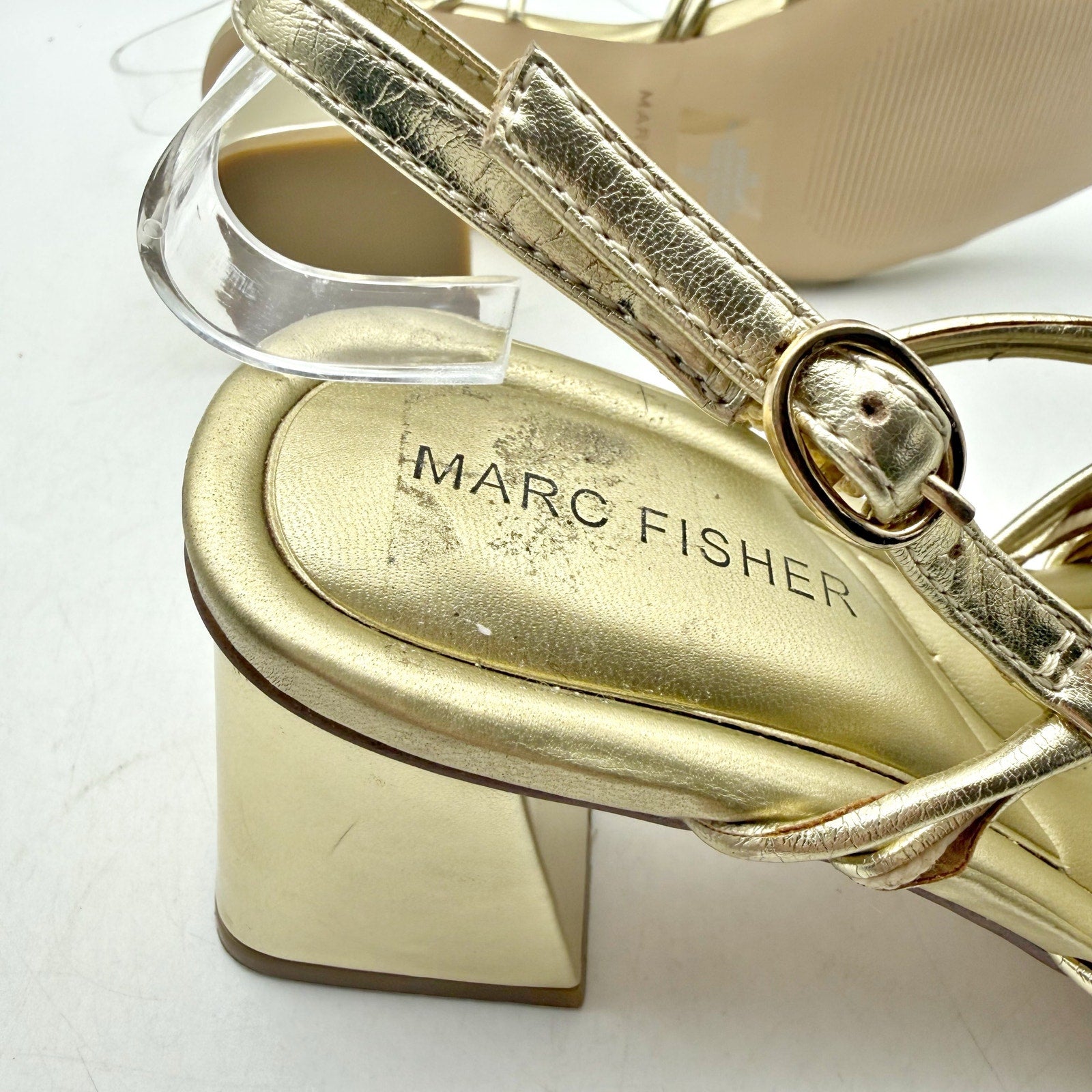 Marc Fisher Womens Magnify Heeled Sandals Size 6 M EU 36.5 Gold NWOB