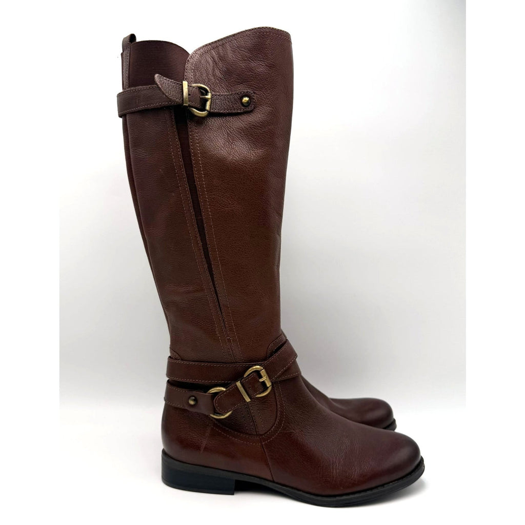 Naturalizer Womens June Knee High Riding Boots Size 7 EU 37 Brown Leather NWOB