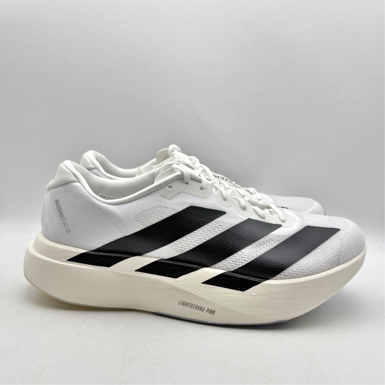 Adidas Mens Adizero Evo SL Running Sneakers US 9.5 M White Black Athletic NWT