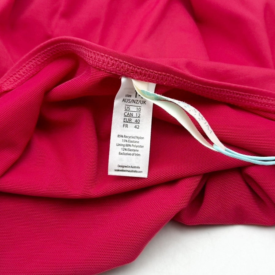 SEA LEVEL SWIM Frill One Piece Swimsuit Size 10 Red Ruffle Eco Essentials NWT