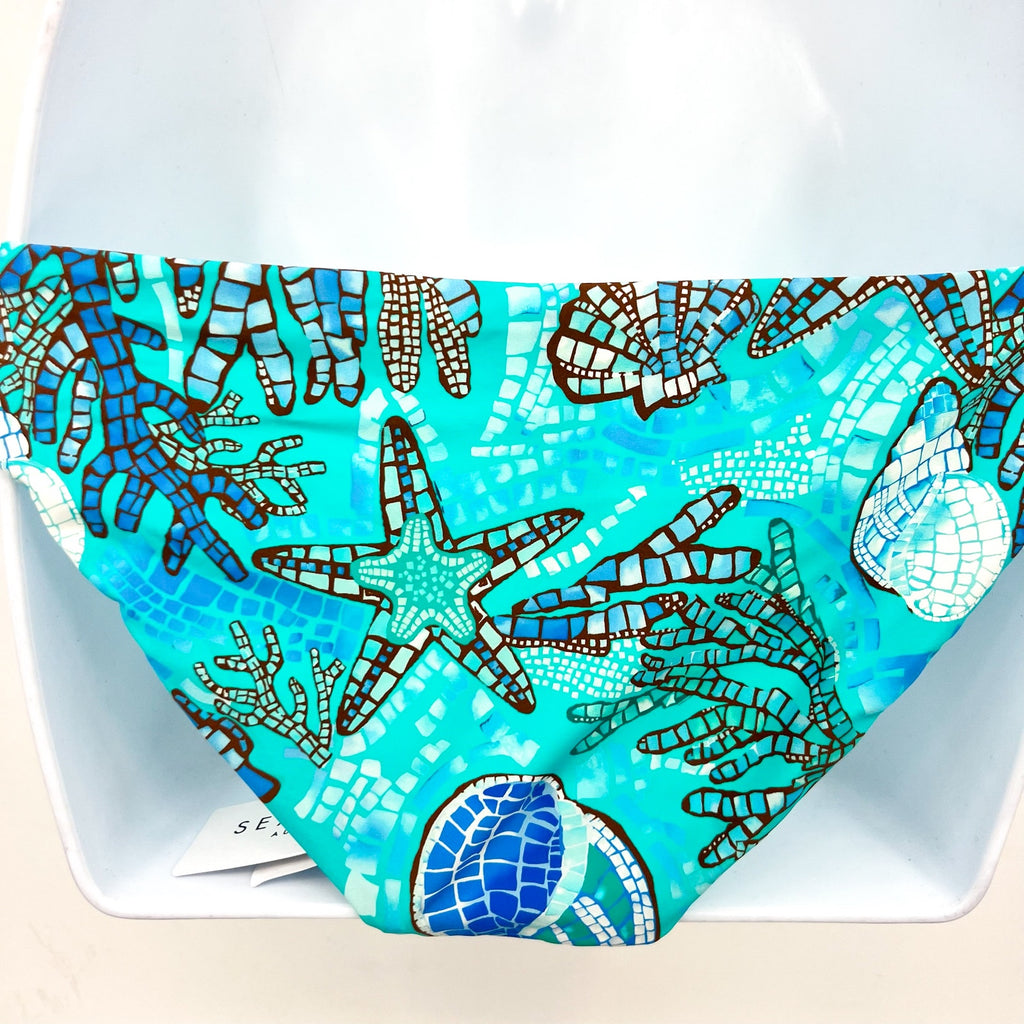SEAFOLLY Women's La Mer Hipster Bikini Bottoms Size 10 Aquatic Blue NWT