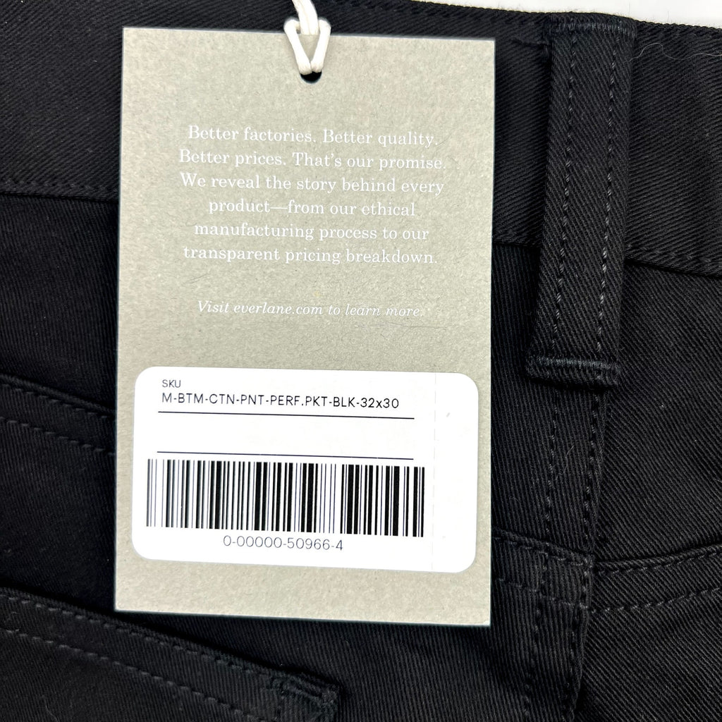 EVERLANE Men's The Performance 5-Pocket Pants 32x30 Black Chino Stretch NWT