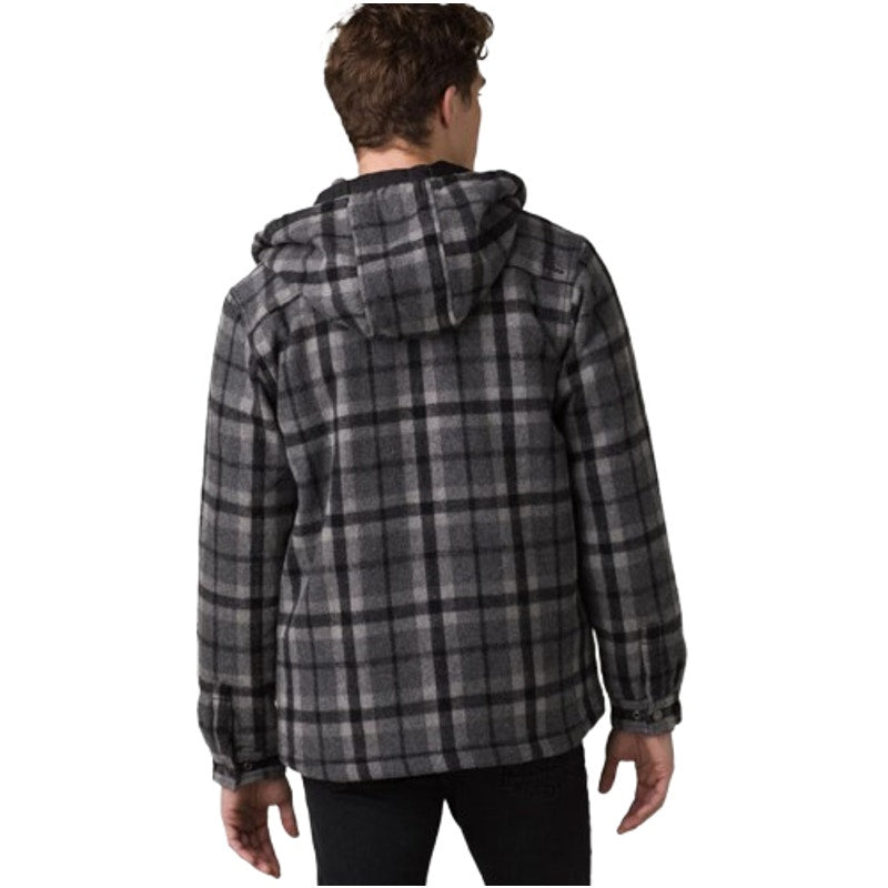 PRANA Men's Asgard Hooded Flannel Shirt Jacket XXL Gray Charcoal Plaid NWT