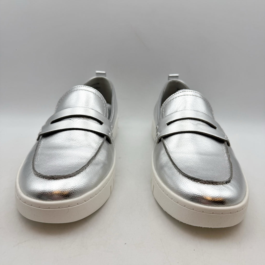 Anne Klein Womens Kalypso Penny Loafers US 9.5 M Silver Metallic Slip On NIB