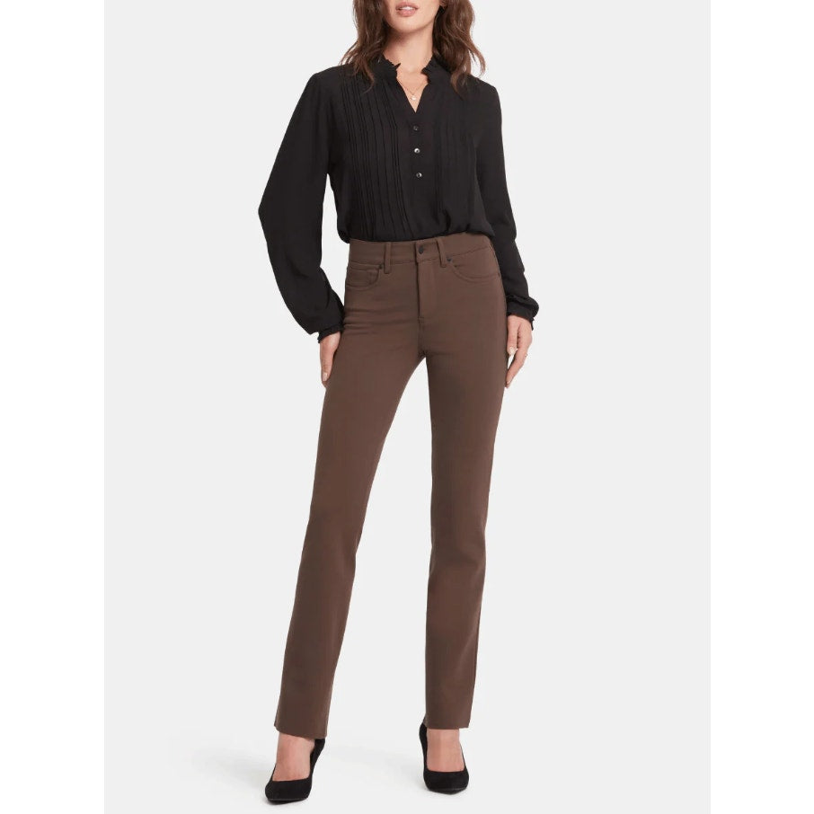 NYDJ Women's Marilyn Straight Jeans Size 2 Brown High Rise 32" Inseam NWT