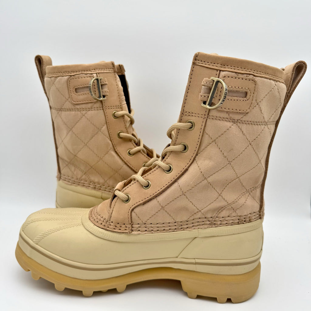 Sorel Womens Caribou Royal Winter Boots US 8.5 Tan Beige Canvas Waterproof NIB