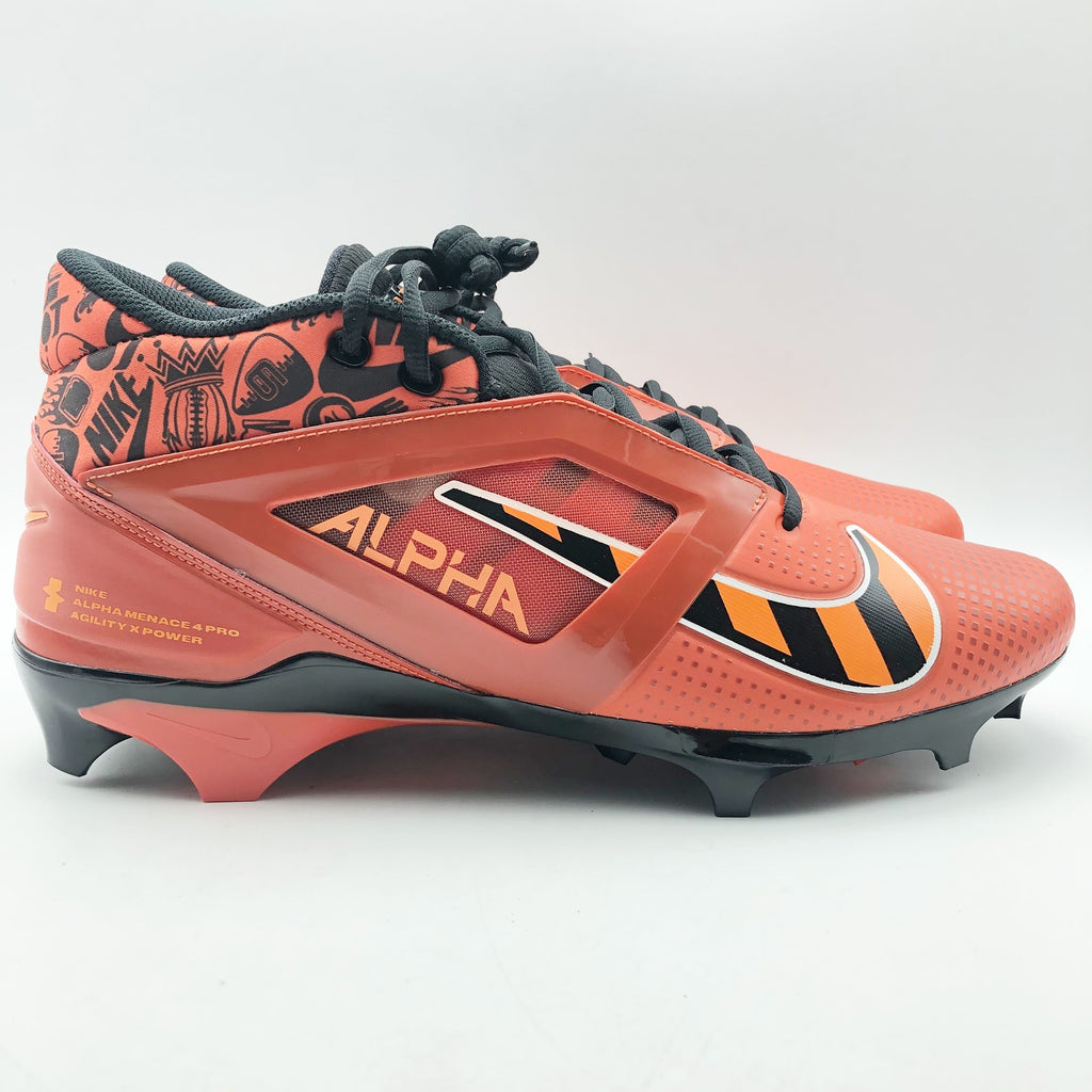 Nike Mens Alpha Menace 4 Pro NRG Molded Football Cleat Size 13 Orange Black NWOB