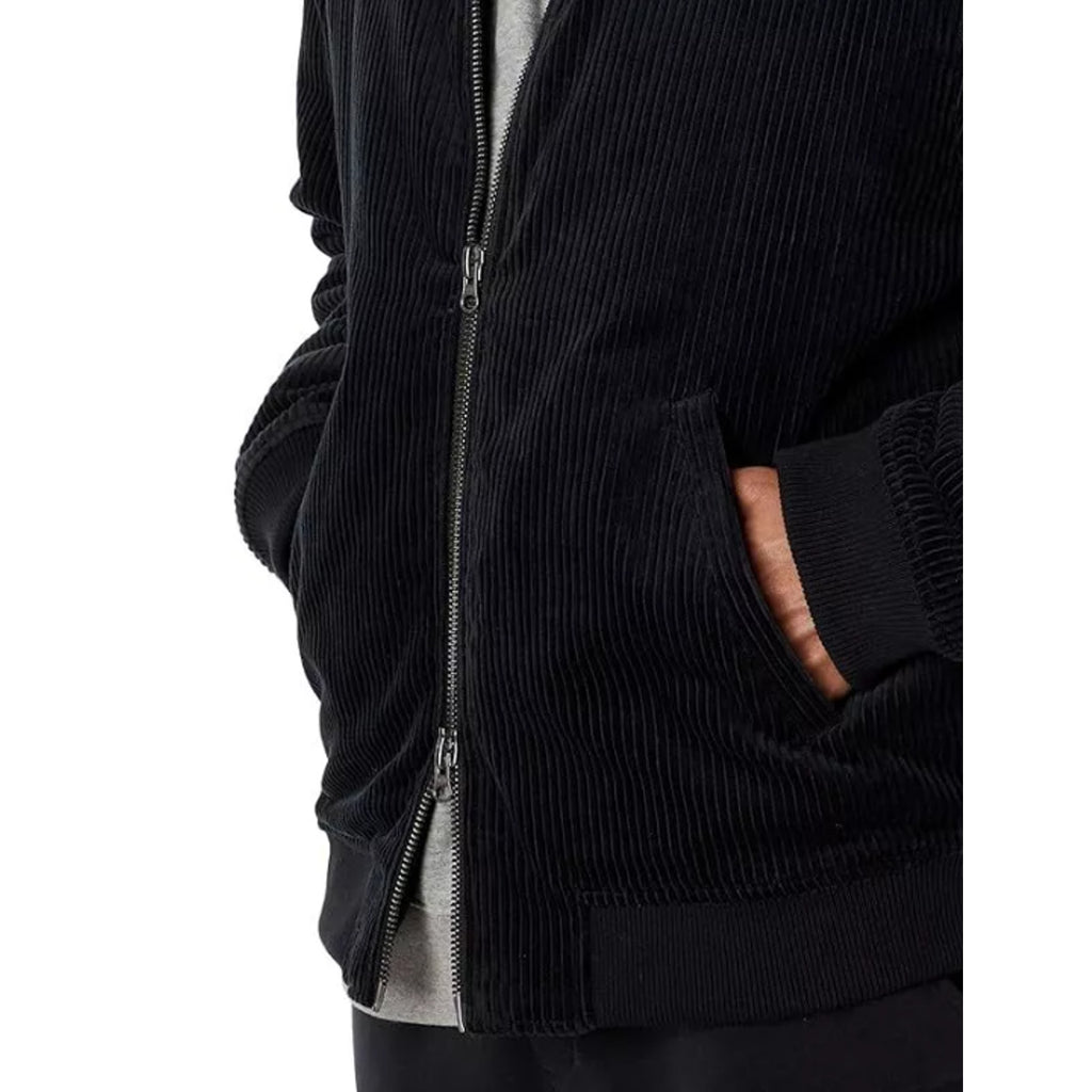 LABEL Unisex Go-To Corduroy Bomber Jacket XL Black Full Zip Long Sleeve NWT