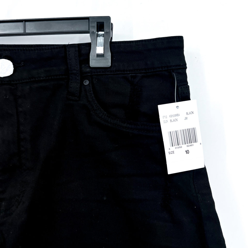 KUT FROM THE KLOTH Womens Jane Long Short Size 10 Black Frayed Hem High Rise NWT