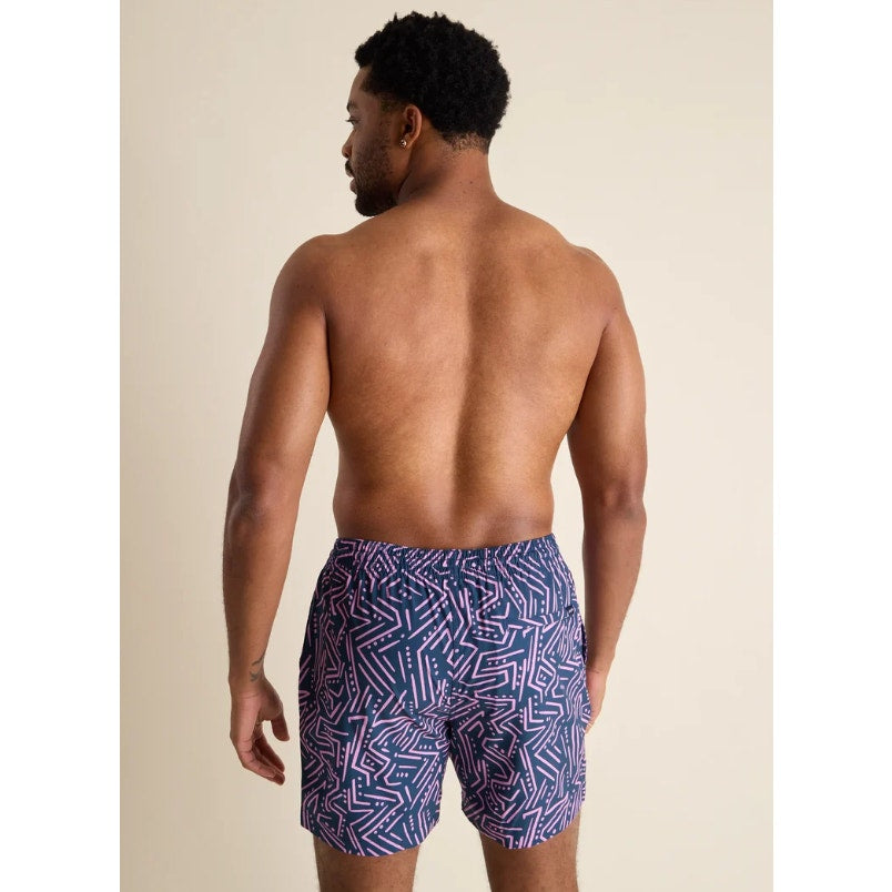 CHUBBIES Mens Dark Marzipans Classic Lined Swim Trunks Small Navy Geometric NWT