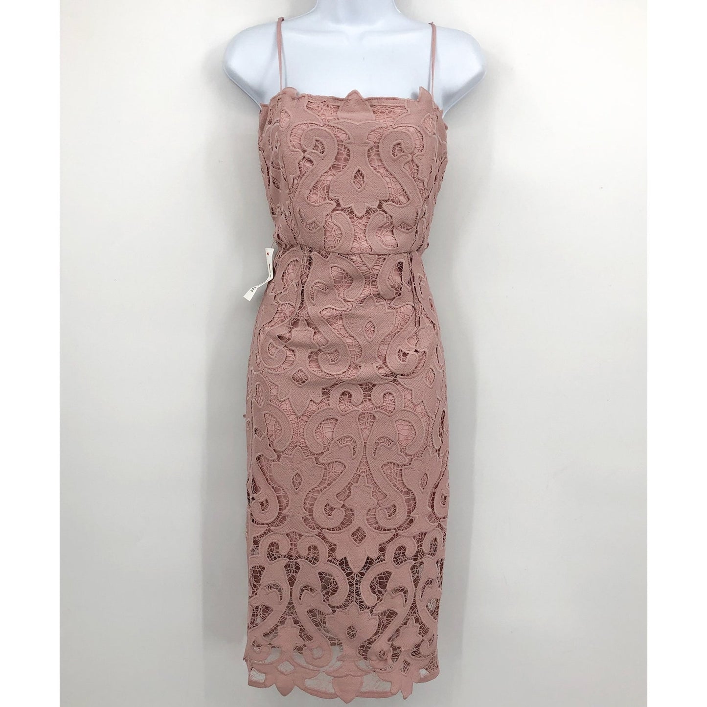 BARDOT Women's Lina Lace Midi Dress Size 6 Pink Rose Sleeveless Lined NWT
