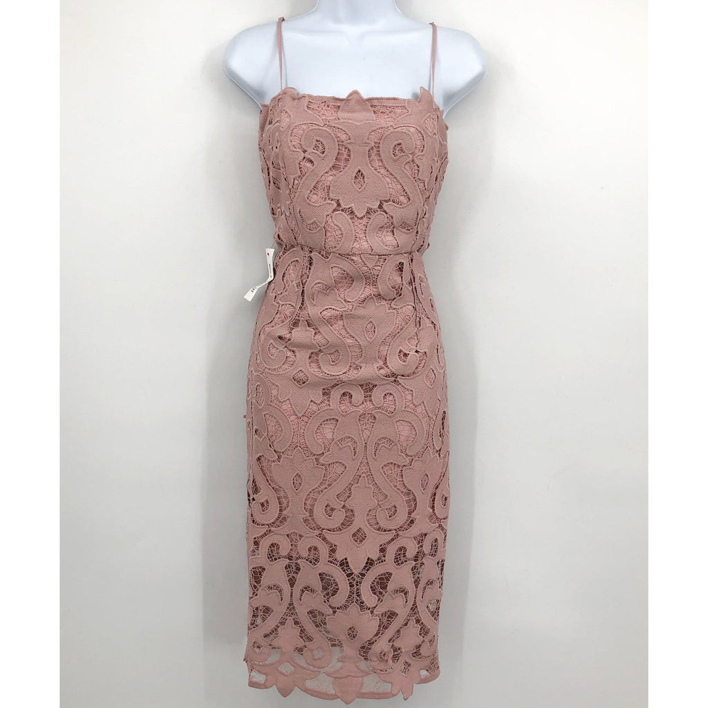 BARDOT Women's Lina Lace Midi Dress Size 6 Pink Rose Sleeveless Lined NWT