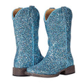 Roper Girls Glitter Galore Western Boots Size 3 EU 33.5 Blue NWOB