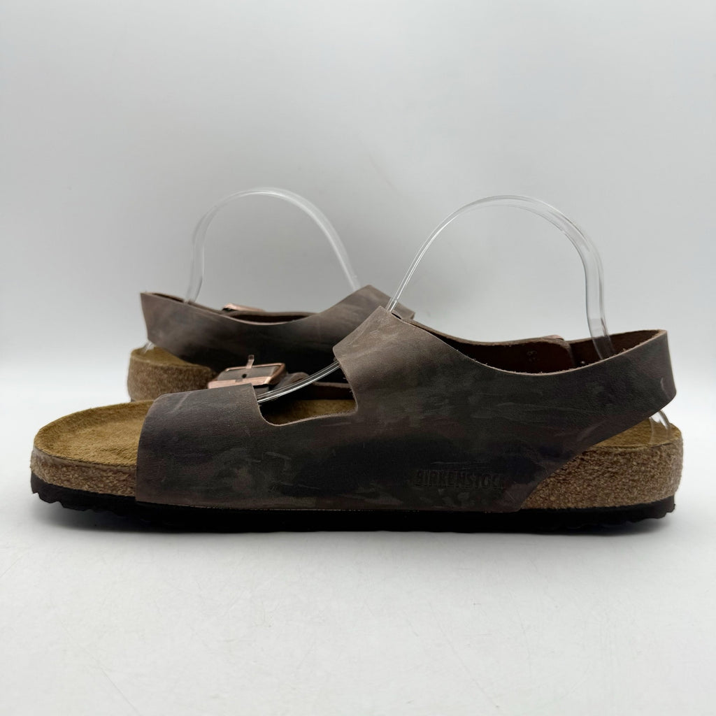 Birkenstock Mens Milano Sandals EU 44 US 11 Habana Brown Oiled Leather NWOB