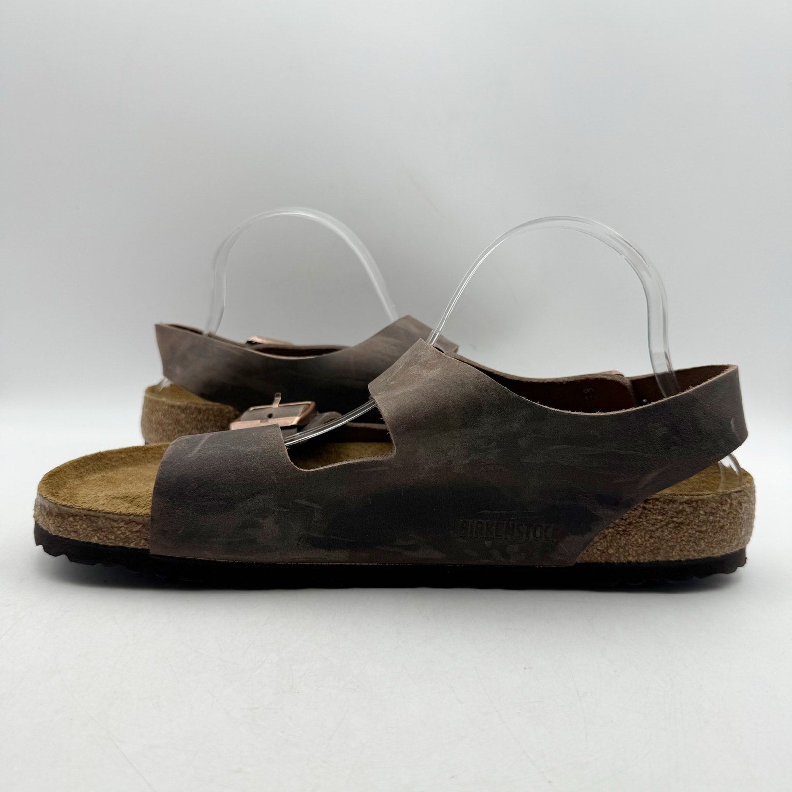 Birkenstock Mens Milano Sandals EU 44 US 11 Habana Brown Oiled Leather NWOB