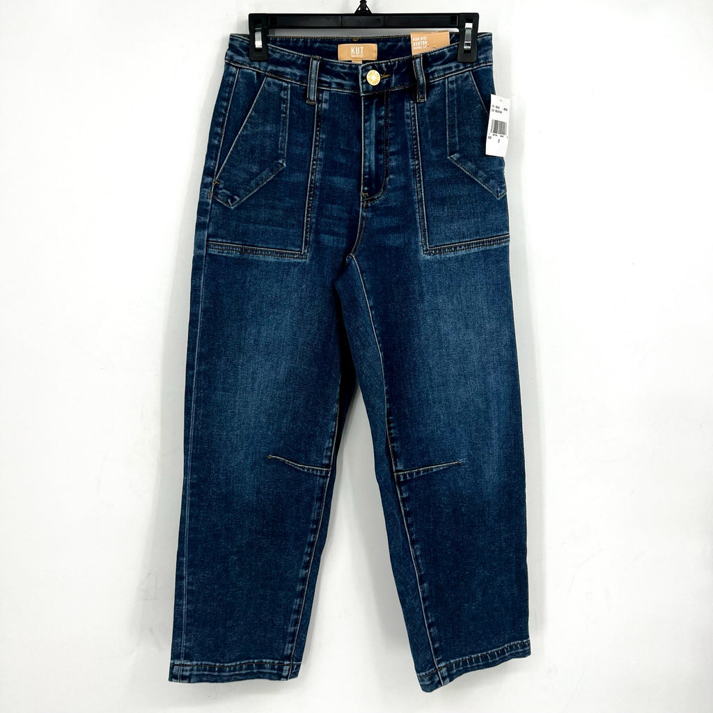 KUT FROM THE KLOTH Women's Ashton Barrel Leg Jeans Size 0 Blue Medium Wash NWT