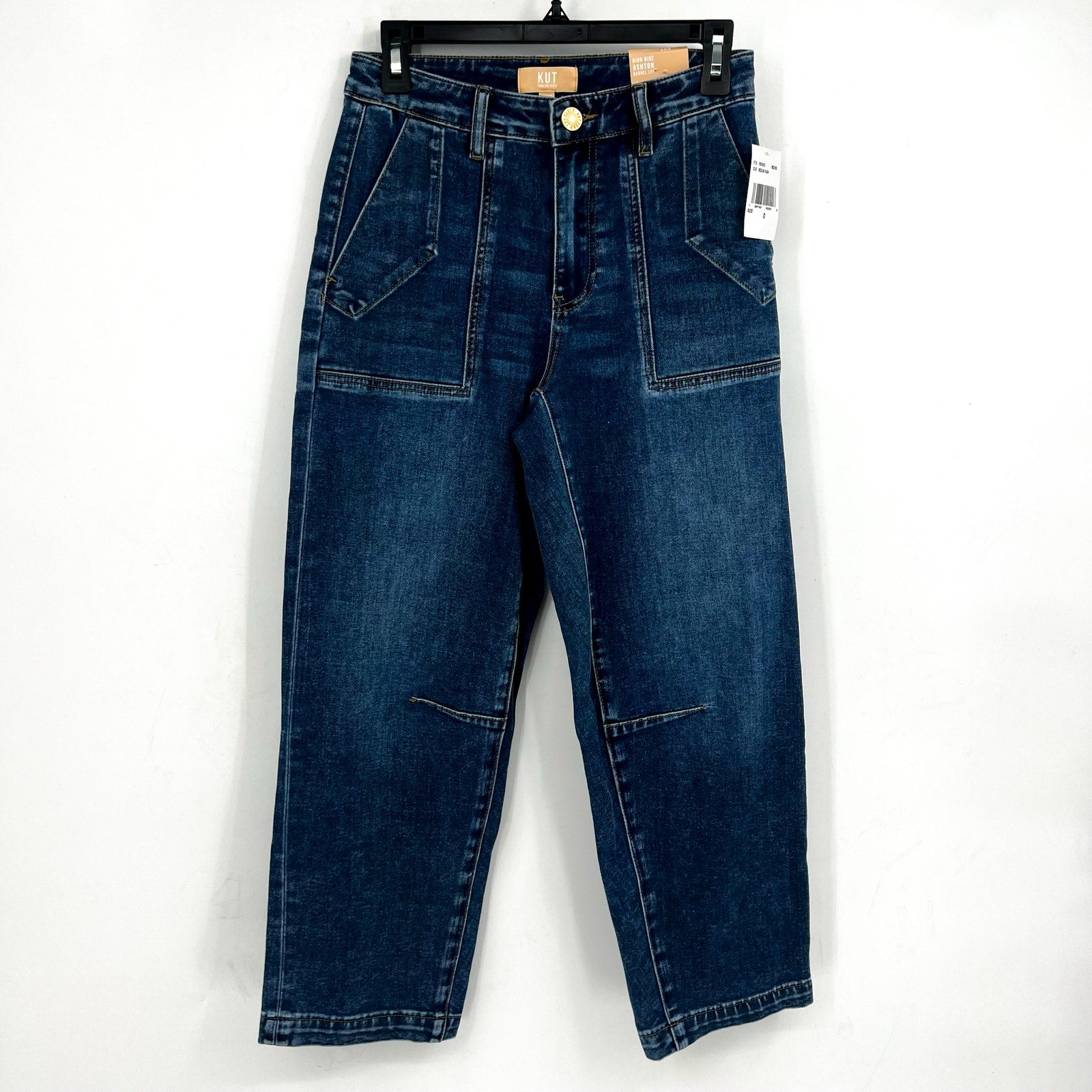 KUT FROM THE KLOTH Women's Ashton Barrel Leg Jeans Size 0 Blue Medium Wash NWT
