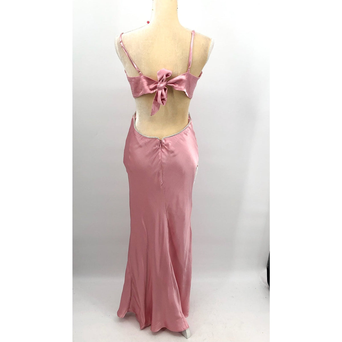 BARDOT Womens Rome Diamonte Slip Dress US Size 8 Blush Pink Open Back V NWT