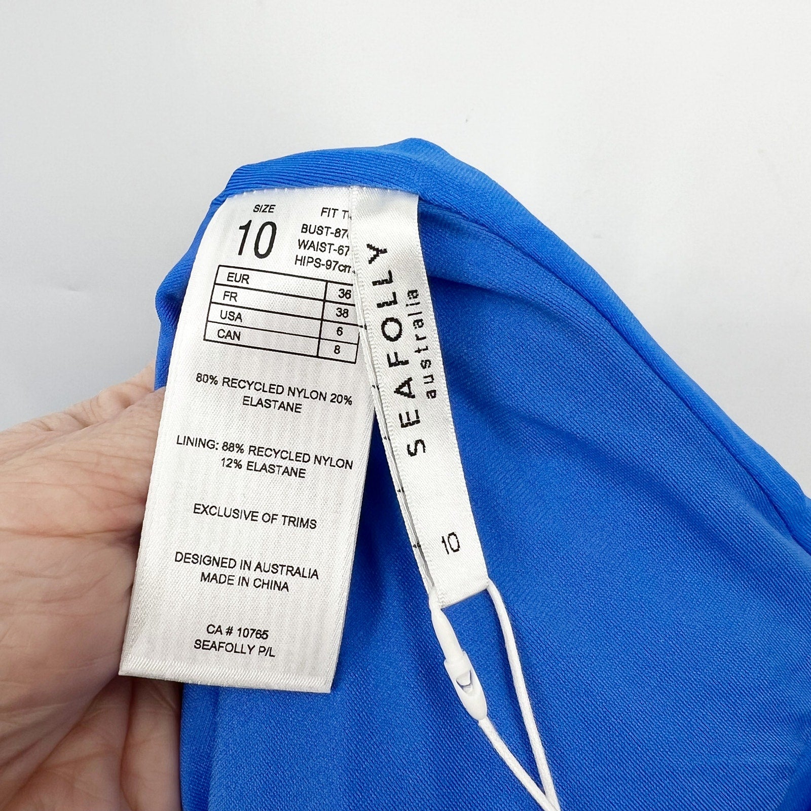 SEAFOLLY COLLECTIVE Cross Back One Piece Swimsuit Size 6 Blue Deep V Neck NWT