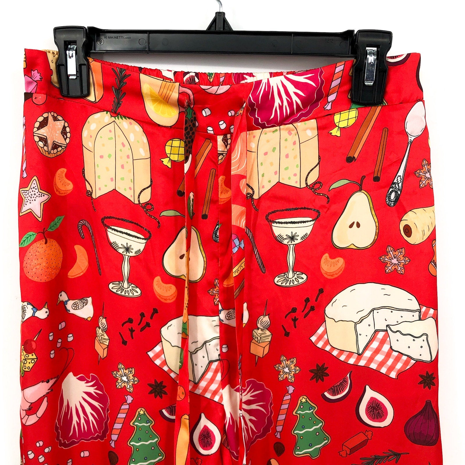 KAREN MABON Women's Holiday Feast Pajama Set XS Red Print Long Sleeve NWT