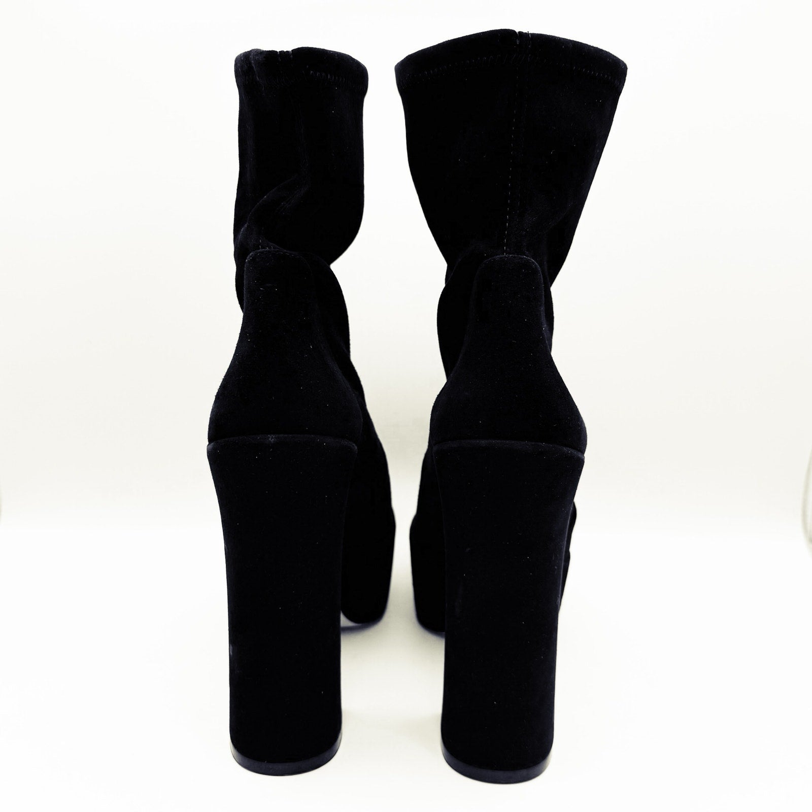 Stuart Weitzman Skyhigh 145 Platform Booties US 11 Black Stretch Suede NWOB