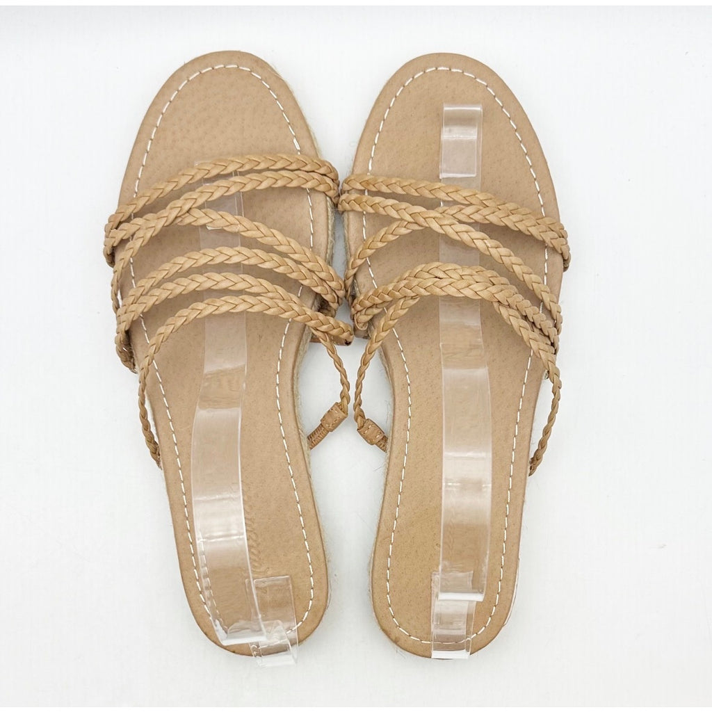 Madewell Women's Kathryn Espadrille Slide Sandal US 8.5 Brown Leather MD777 NWOB