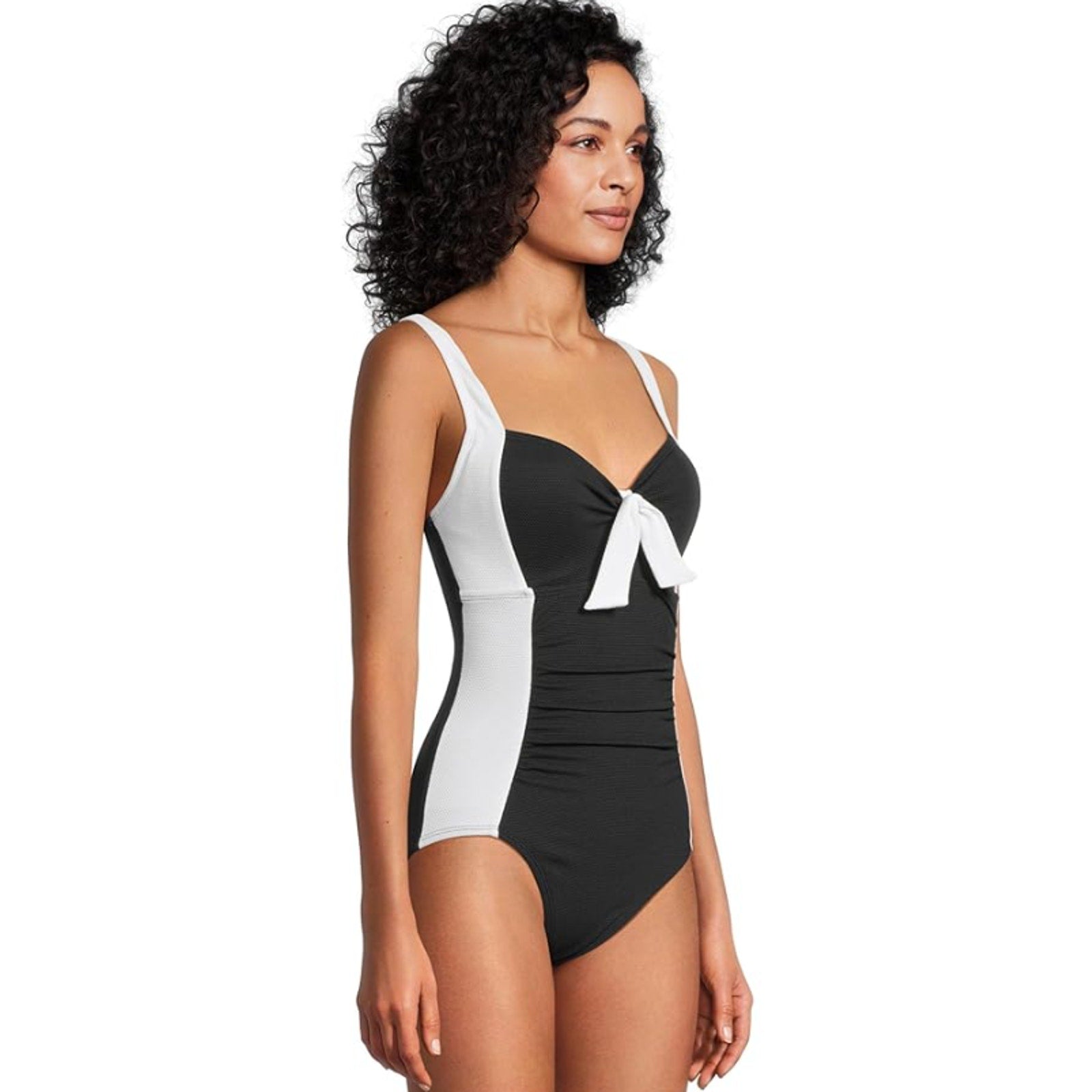 TOMMY BAHAMA Island Cays One-Piece Swimsuit Size 16 White Black Colorblock NWT