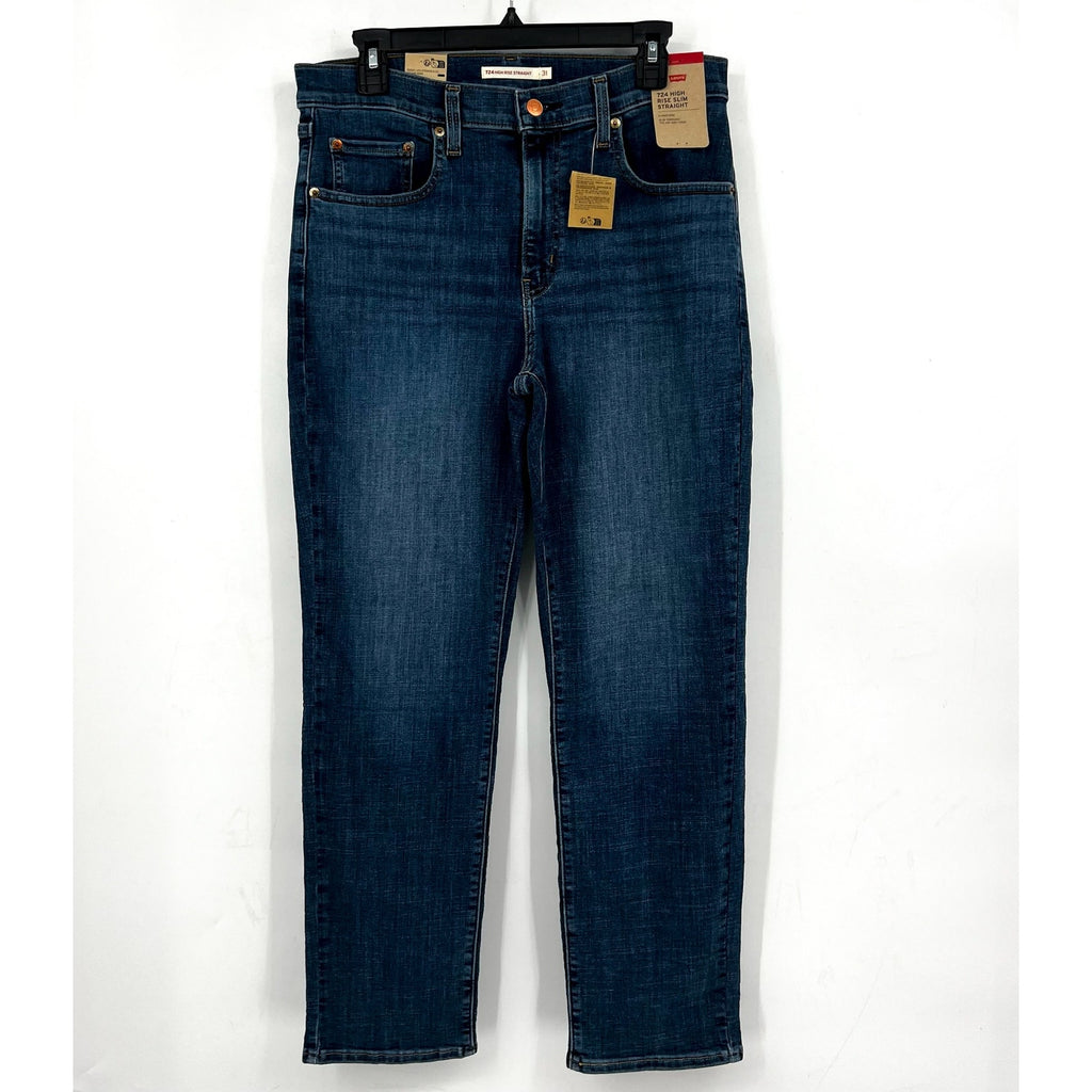 LEVI'S Womens 724 Straight Slim Jeans 31x30 US 12 Way Back Blue 18883-0238 NWT