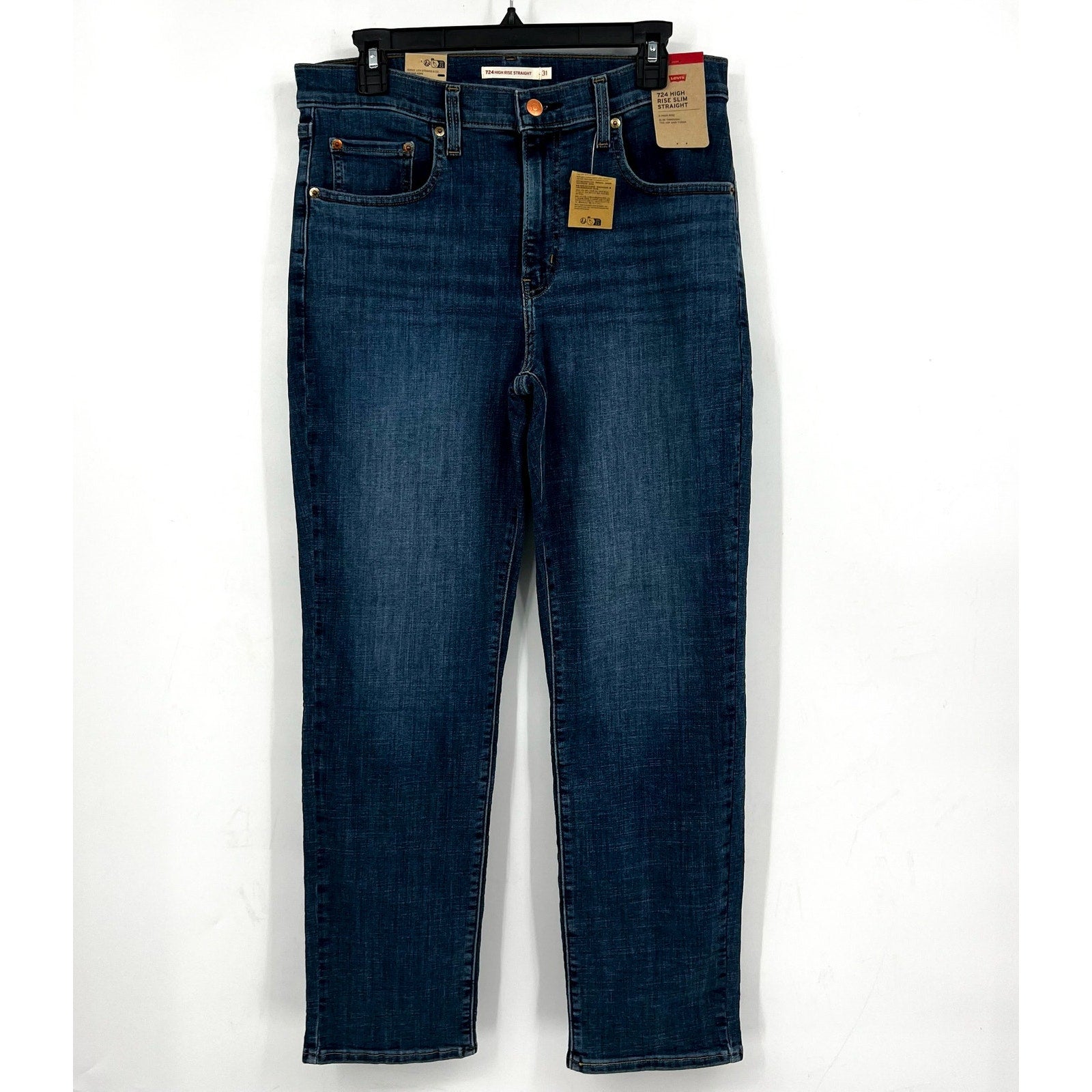 LEVI'S Womens 724 Straight Slim Jeans 31x30 US 12 Way Back Blue 18883-0238 NWT