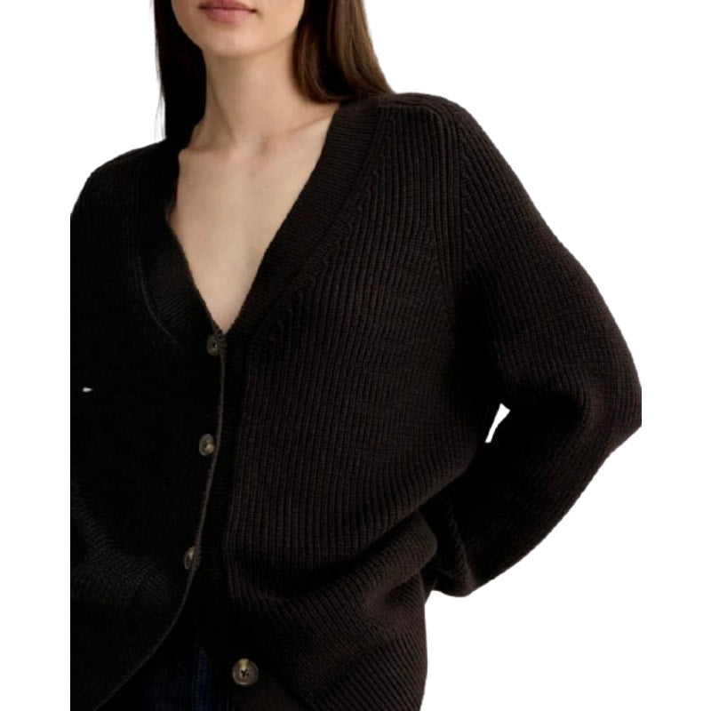 EVERLANE Women's The Long Cocoon Cardigan Small Black 100% Wool Sweater NWT