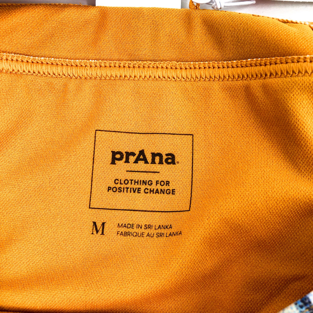 PRANA Women's Ramba Bikini Bottom Medium Gold Baja Stripe Mid Rise Banded NWT