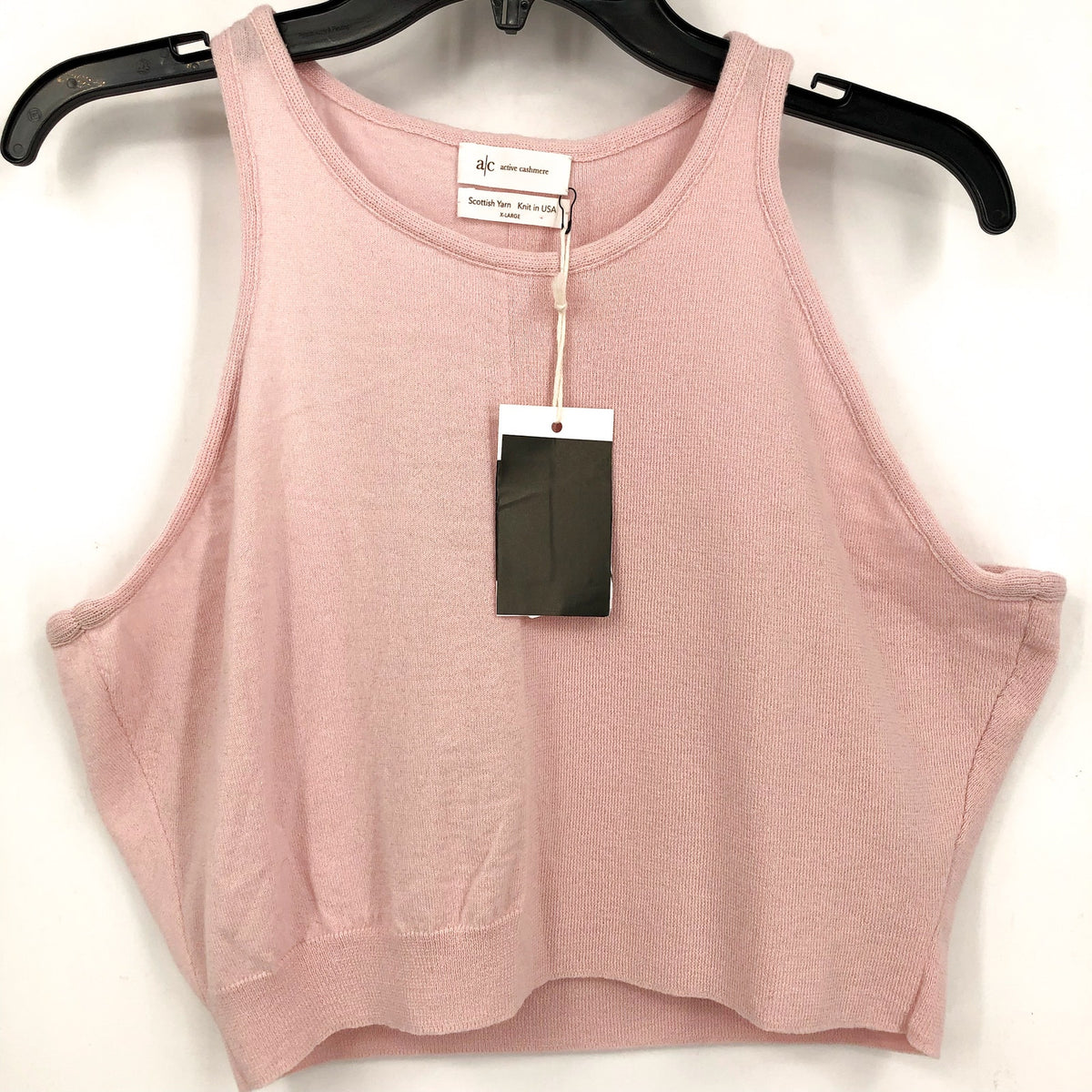 ACTIVE CASHMERE Women's Cashmere Tank Top XL Pale Pink Racerback NWT