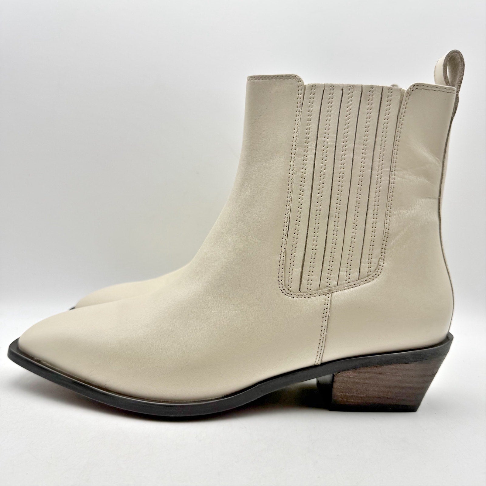 Seychelles Womens Hold Me Down Chelsea Ankle Boots Size 11 Cream Leather NWOB