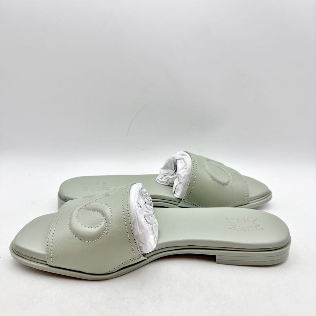 Naturalizer Womens Genevieve Slide Sandals Size 8.5 WIDE Grey Green Leather NIB